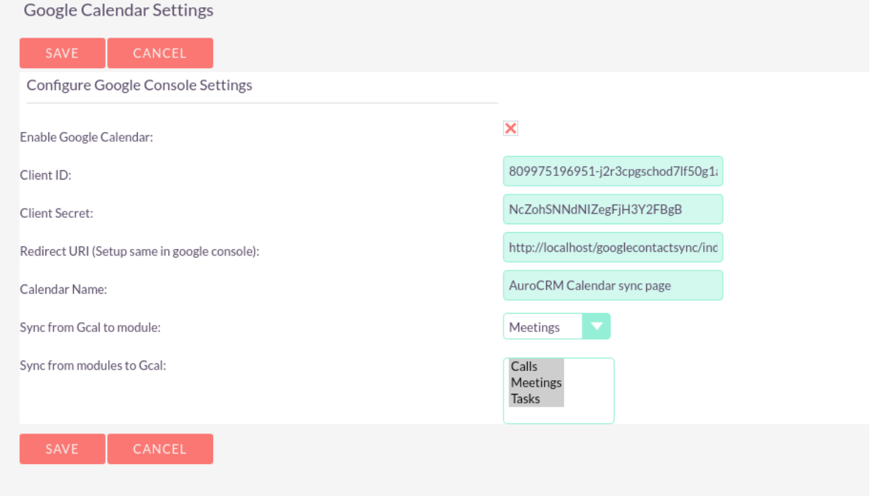 Google Calendar Sync SuiteCRM Module